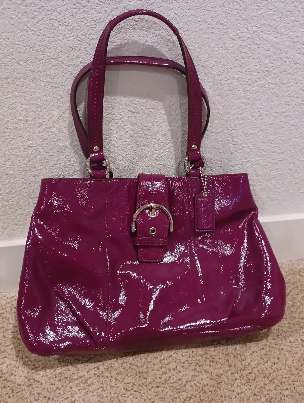 Coach Soho Patent Leather Carryall in a plum purple! EUC